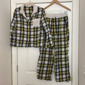 Boden Polka Dot Plaid Pajama Set Medium Cotton